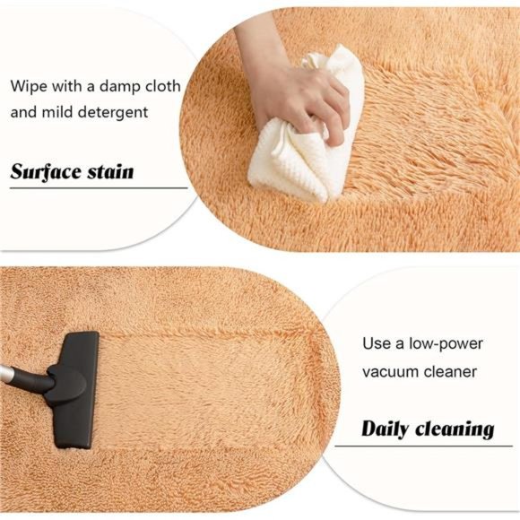 Soft Shag Runner Rug for Bedroom,2x6 Feet Fluffy Rugs with Non-Slip Bottom,Camel - Picture 4 of 6